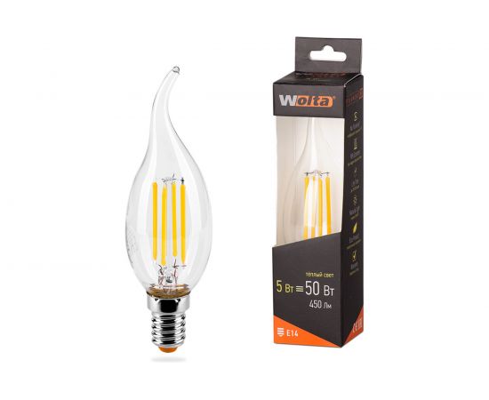 Лампа Wolta СВЕЧА LED FILAMENT, 3000К, 25YCDFT5E14 