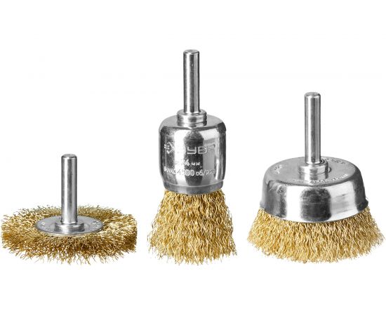 Набор щеток (3 шт; 0.3 мм витая стальная латунированная; 24/50/50мм) для дрели ЗУБР 3530-H3_z02 