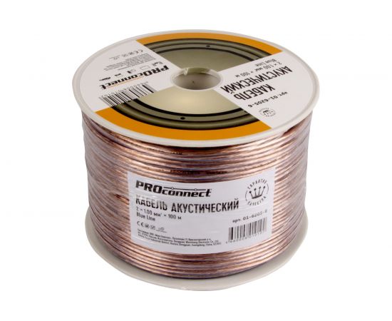 Акустический кабель 2х1.00 кв.мм, прозрачный, 100м PROCONNECT BLUELINE 01-6205-6 