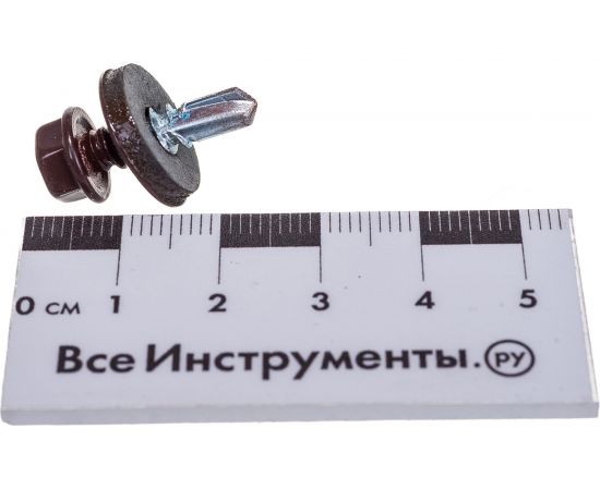 Саморезы для крепления кровель. матер. к метал. конструкциям Зубр цвет RAL 8017 "шокол.-коричн.", оцинк., 5,5x19 мм, 500 штук 4-300315-55-019-8017 – изображение 2