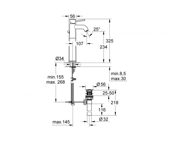 Смеситель Grohe BauClassic для свободностоящих раковин 32868000 – изображение 2