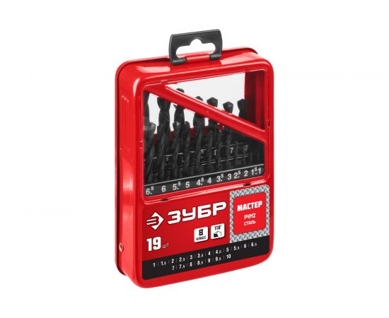 Набор сверл по металлу МАСТЕР 1-10 мм, быстрорежущая сталь, класс В, 19 шт. 29605-H19 Зубр 29605-H19 – изображение 3