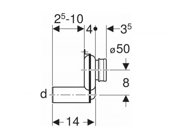 Сифон для писсуара GEBERIT 152.950.11.1 горизонтальный, d50 00000005035 – изображение 3