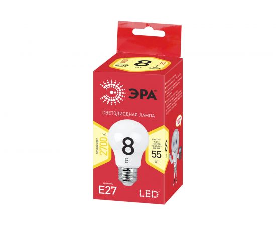 Светодиодная лампа ЭРА ECO LED A55-8W-827-E27, груша, теплый Б0032095 – изображение 7