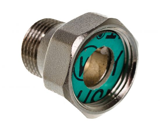 Соединение с накидной гайкой Uni-Fitt НВ 1/2""x3/4"", с плоской прокладкой, никелированное 624N2300 