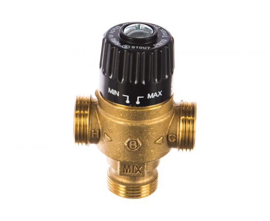 Термостатический смесительный клапан STOUT 3/4 НР, 30-65°С, KV 1.8 SVM-0125-186520 