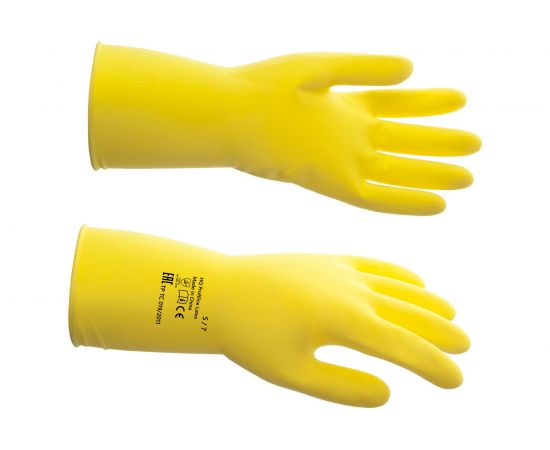 Латексные многоразовые перчатки HQ Profiline, желтые, р-р XL 73590 