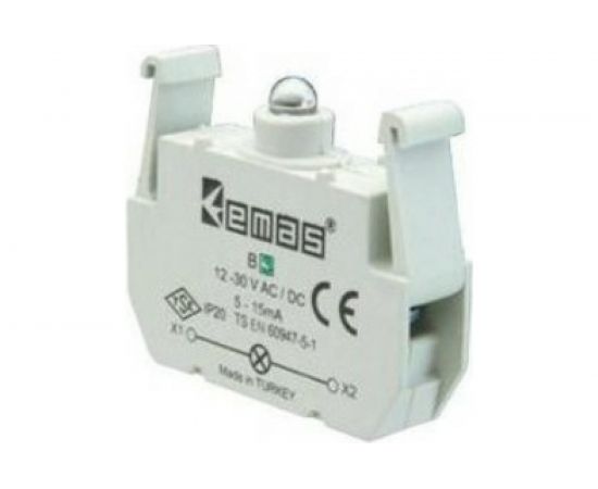 Блок-контакт Emas подсветки ВY с зелёным светодиодом, серия B, 100-230 В AC BY 