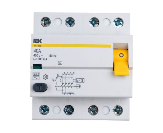 Устройство защитного отключения IEK ВД1-63S УЗО, 4Р, 40А, 300мА MDV12-4-040-300 – изображение 2