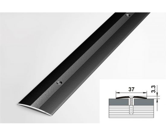 Порог прямой алюминиевый (37 мм; 0.9 м; декоративный; черный) Лука 00000001540 – изображение 2