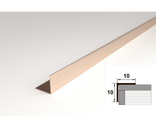 Угловой профиль ЛУКА алюминиевый, анодированный, 10х10х1 мм, 2,7 м, 5 шт./уп. шампань УТ000031005 – изображение 2