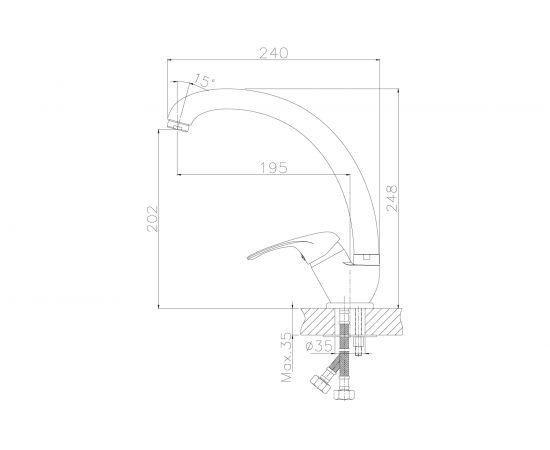 Смеситель для кухни Rossinka с S-образным изливом A35-25 – изображение 2
