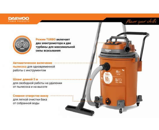 Промышленный пылесос Daewoo DAVC 6025S – изображение 2