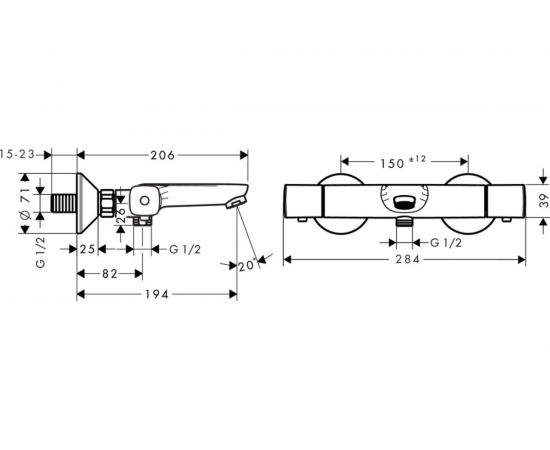 Термостатический смеситель для ванны HANSGROHE 13123000 Logis Ecostat Universal 00000035979 – изображение 3