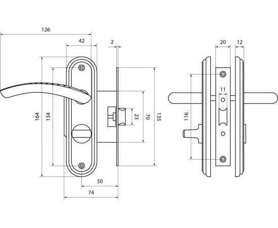 Защелка БУЛАТ ЗЩ1-Д01.05 (Л) АЛЬФА (золото; левая; с фиксацией) 13957 – изображение 3