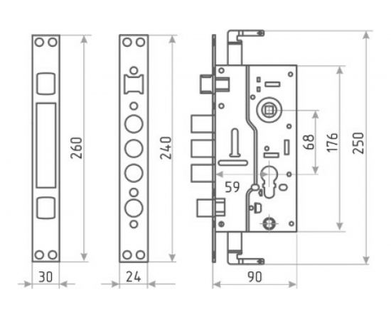 Корпус для замка НОРА-М 200 КЗВР-1 68 мм хром 9133 – изображение 4