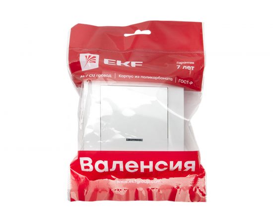 1-клавишный выключатель EKF Валенсия, 10А белый с индикатором PROxima EWV10-121-10 – изображение 5