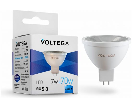 Светодиодная лампа VOLTEGA Софит линзованный GU5.3 4000К 7W 7063 