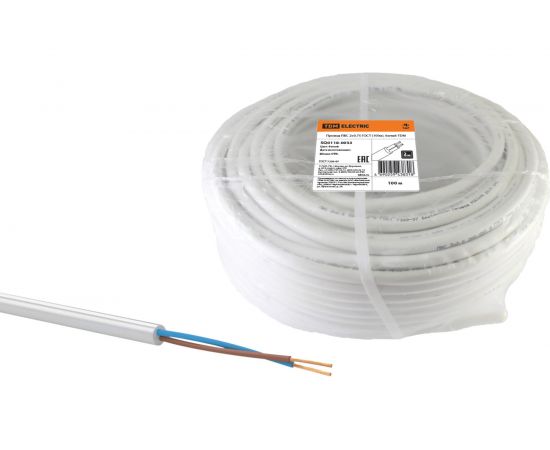 Провод TDM ПВС 2х0,75 ГОСТ 100м, белый SQ0118-0033 