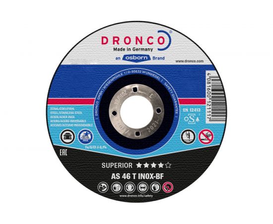 Диск отрезной по нержавейке Superior AS46T INOX (230x1.9x22.23 мм) DRONCO 1233250100 