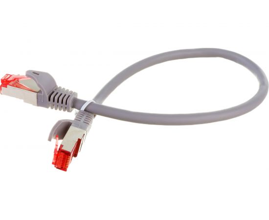 Шнур NIKOMAX, S/FTP 4 пары, категория 6a, 7х0,135 мм, светло-серый, 0,3 м NMC-PC4SA55B-ES-003-C-GY 