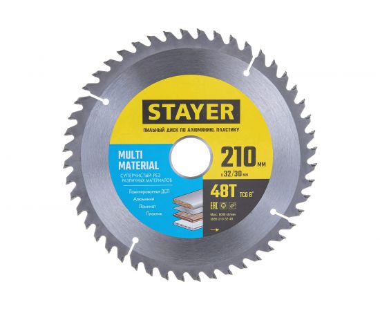 Диск пильный по алюминию STAYER Multi Material 210х32/30 мм, 48Т 3685-210-32-48 