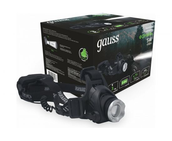 Налобный фонарь Gauss модель GFL407 5W 450lm Li-ion 2400mAh LED 1/12/48 GF407 