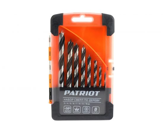 Набор спиральных сверл по дереву (8 шт; 3-10 мм) EDGE by PATRIOT 815010103 
