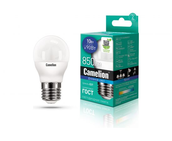 Светодиодная лампа Camelion LED10-G45/865/E27 10Вт 220В 13570 