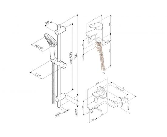 Набор 3в1: смеситель для умывальника, смеситель для ванны и душа, душевой комплект AM.PM Sunny F40985C00 – изображение 2