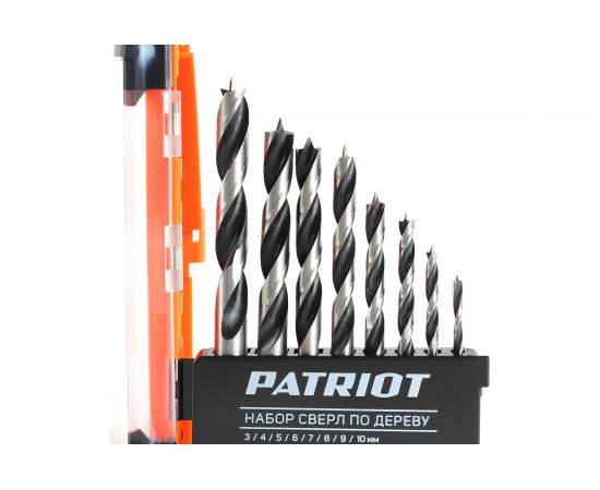Набор спиральных сверл по дереву (8 шт; 3-10 мм) EDGE by PATRIOT 815010103 – изображение 2