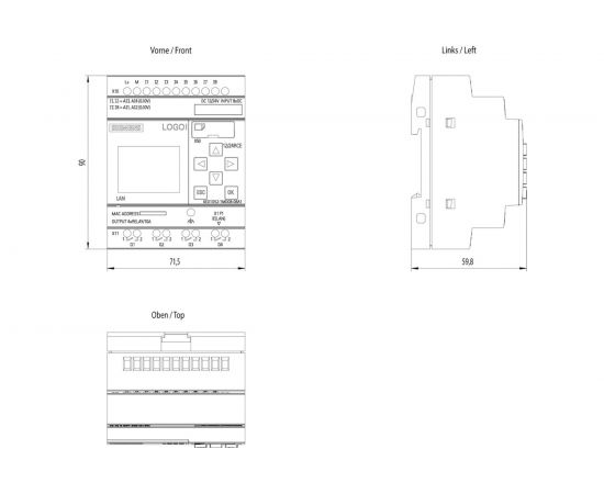 Микроконтроллер Siemens LOGO! 12/24RCE, 8 DI 4 AI 4 DO, с дисплеем 6ED10521MD080BA1 – изображение 3