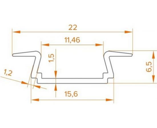 Алюминиевый анодированный профиль Wolta Decor 2000x22x6,5мм WAP-22/6,5/2000-А – изображение 3