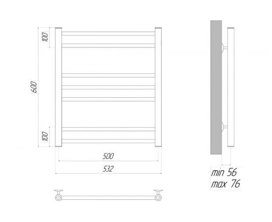 Водяной полотенцесушитель Lemark Ursus П7 500x600, черный LM72607BL – изображение 4