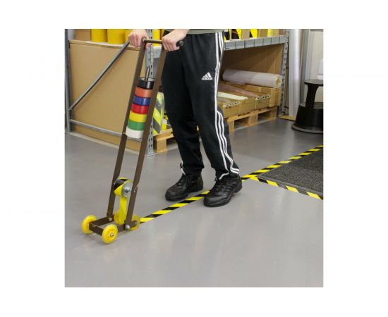 Разметочная самоклеящаяся лента СИЛА STHW2548YB 25м x 48 мм x 0.15 мм, желто-черная 24/72/1728 Б0048520 – изображение 4