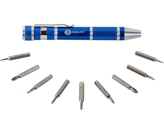 Отвертка рукоятка с набором бит 9 шт для точных работ, CR-V, блистер КОБАЛЬТ 792-070 