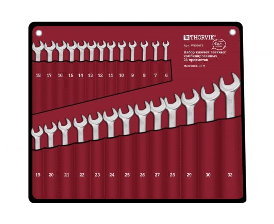 Набор гаечных комбинированных ключей THORVIK W3S26TB ARC 26 предметов 52610 