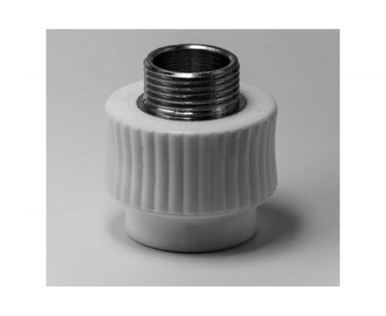 Комбинированная муфта ООО МультиМирПласт ППР 20x1/2 НР белая ППР МФК 20 1/2 НР 