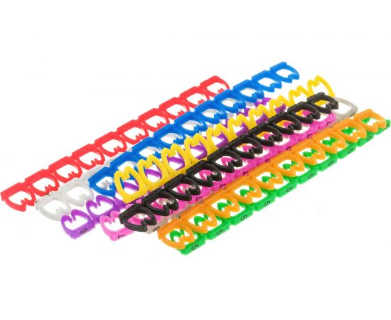 Набор цветных маркировочных кабельных клипс LANMASTER с цифрами для кабелей LAN-MCC-NUM-SET-C6 