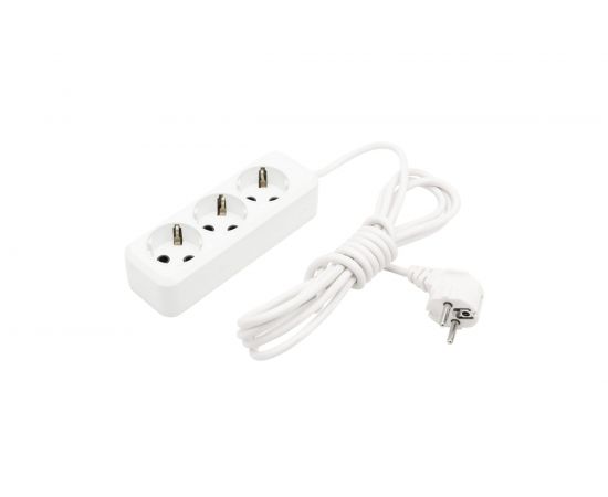 Удлинитель REXANT 3 гнезда, 3 м, 3х1.0 мм2, с/з, белый Россия 11-8734 