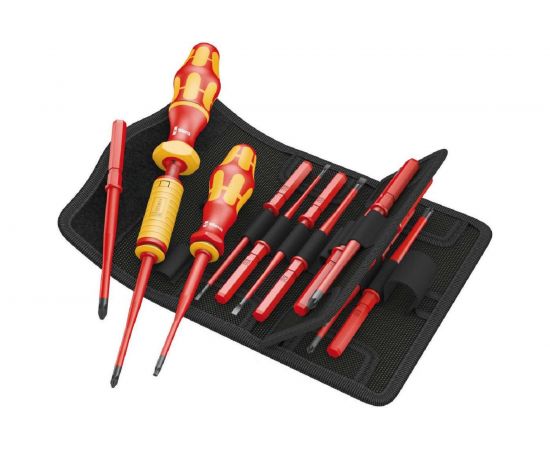 Набор диэлектрических бит с динамометрической рукояткой-держателем Wera, 1,2-3 Нм, 16 предметов, WE-135906 