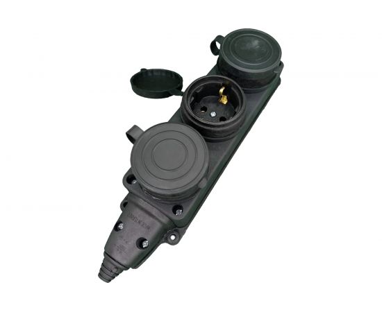 3-х местная каучуковая розетка Bull с заземлением с крышкой 338004-1 