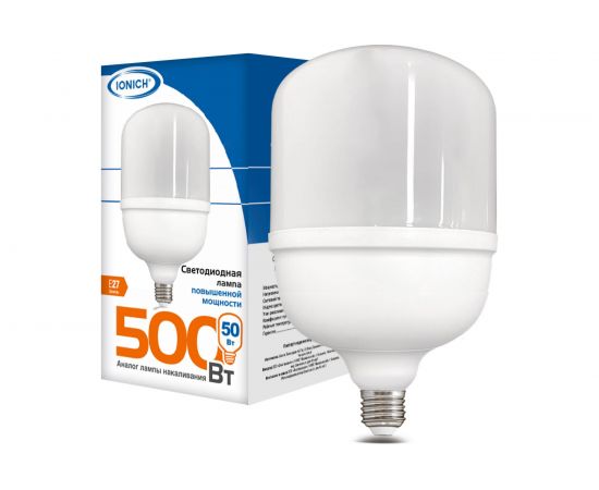 Светодиодная лампа высокой мощности IONICH ILED-SMD2835-Т125-50-4500-220-4-E27 1298 1507 