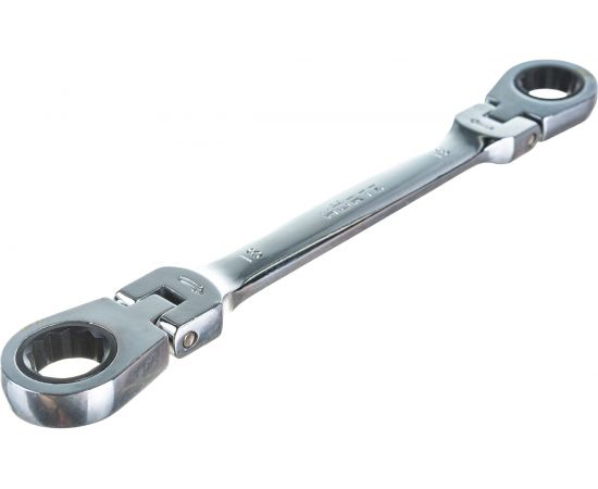 Накидной двусторонний трещоточный шарнирный хромированный ключ HORTZ 18х19 HOR 121321 – изображение 2