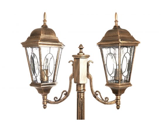 Садово-парковый светильник, столб шестигранный 2*60W E27 230V, черное золото Feron PL157 11325 – изображение 3