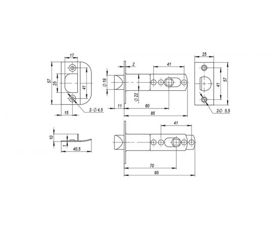 Ручка защелка AJAX 6082 SN-E кл./фик. мат. никель 39539 – изображение 3