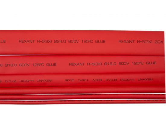 Клеевая термоусадка REXANT 6/2мм, 3:1, 1м, красная 26-6004 – изображение 3