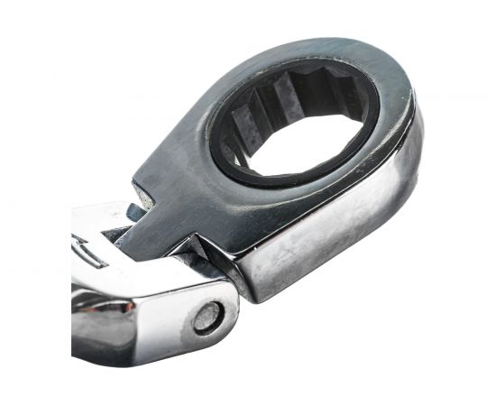 Накидной двусторонний трещоточный шарнирный хромированный ключ HORTZ 18х19 HOR 121321 – изображение 3