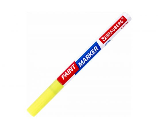 Лаковый маркер-краска BRAUBERG EXTRA paint marker 2 мм, желтый, улучшенная нитро-основа, 151973 – изображение 3
