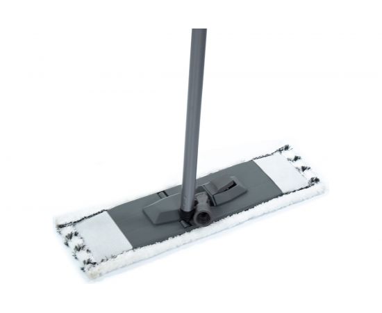 Плоская швабра для влажной уборки InLoran микрофибра, 44x13см, ручка 110см BS-043GR – изображение 3